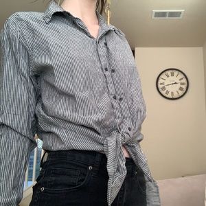 Blue and White Pinstripe Collared Button Down